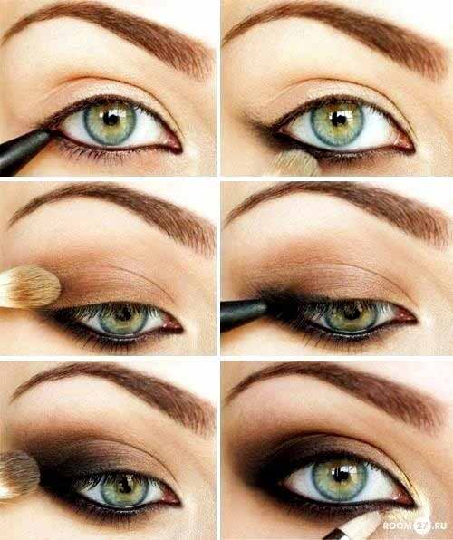 The classy bronze gold smoky cat eye makeup for green eyes