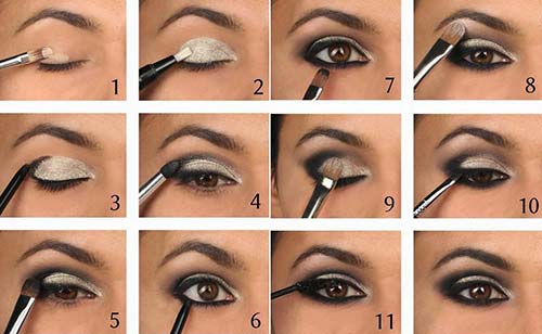 Makeup tutorial for black and silver smokey eye