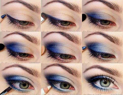 Makeup tutorial for deep blue eyeshadow