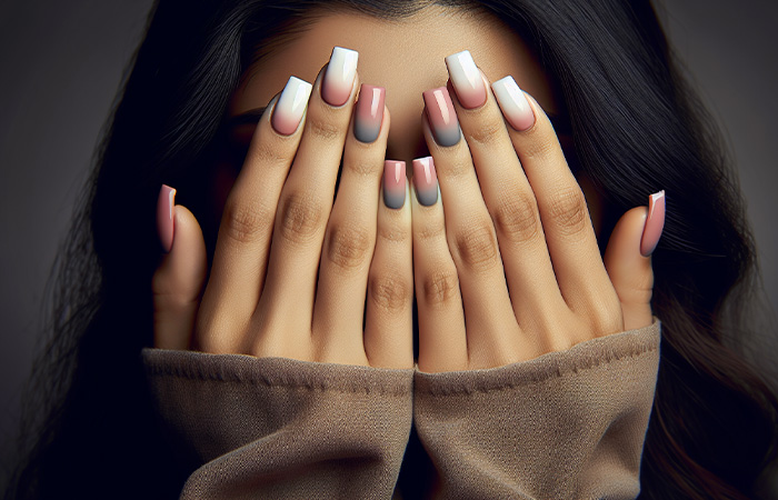 Baby pink ombré nails