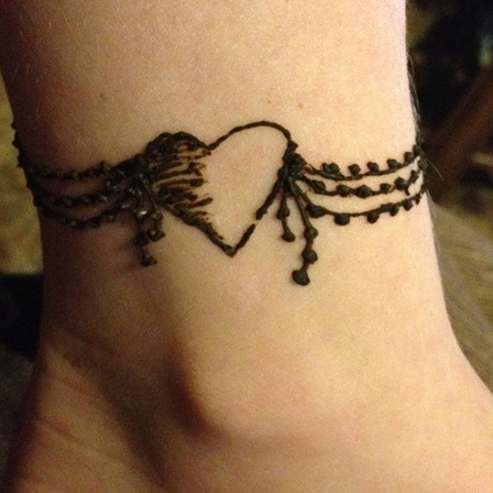 Heart henna design for ankles