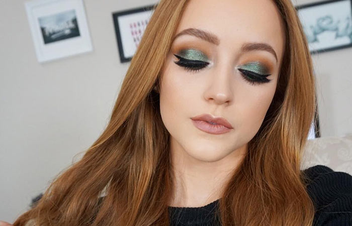 Green eyeshadow makeup for brown eyes