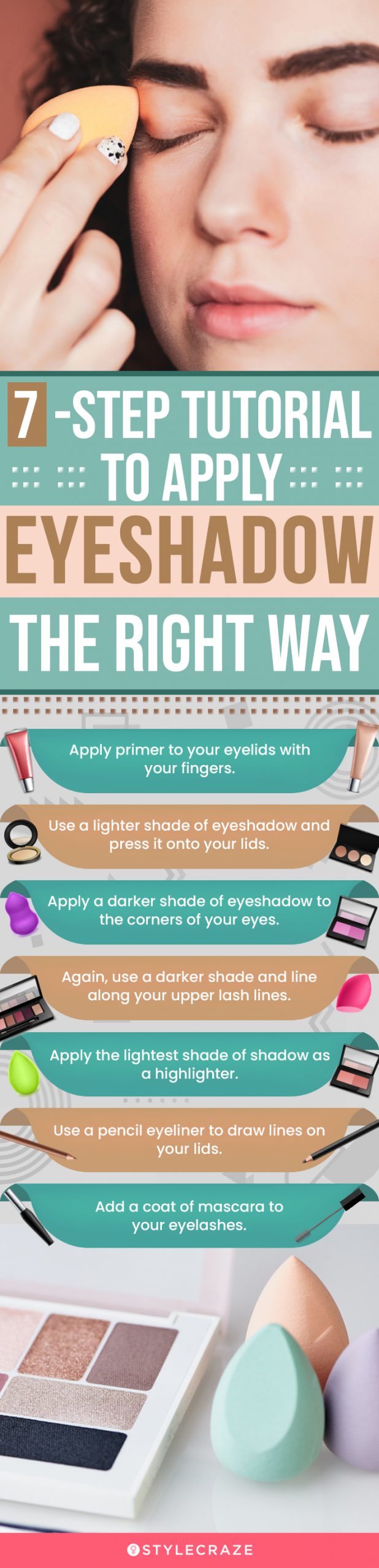 how to apply eyeshadow with a sponge (infographic)