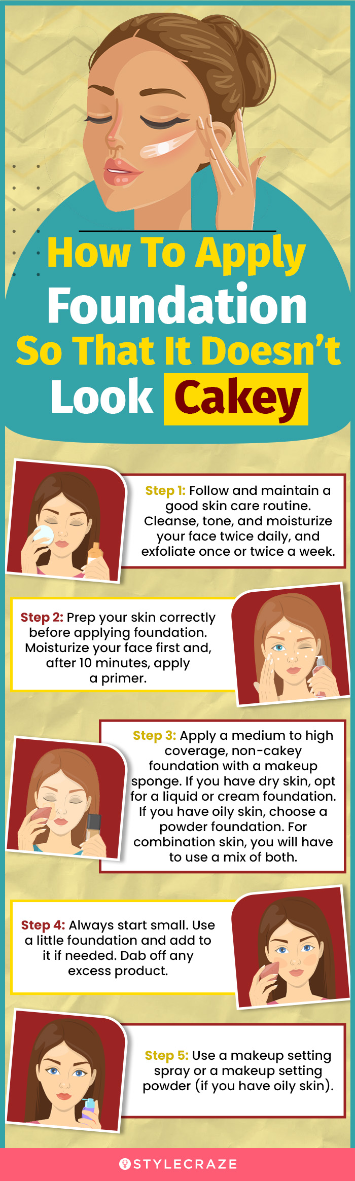 how to apply foundation so that it doesn’t look cakey (infographic)