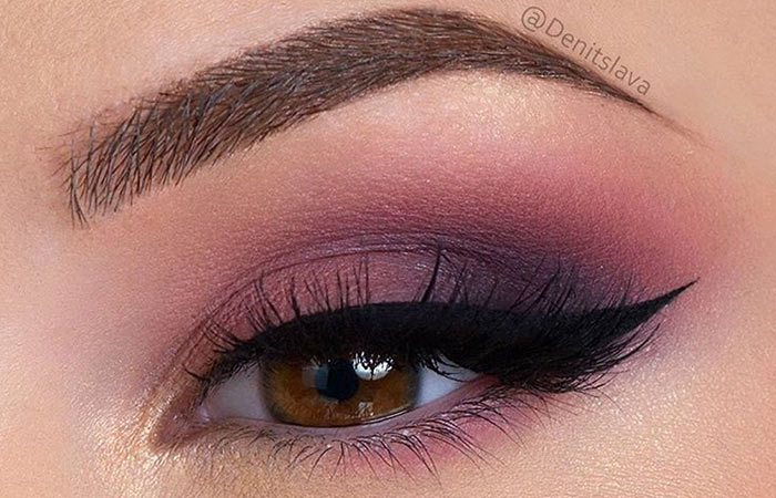 Plum eyeshadow makeup for brown eyes