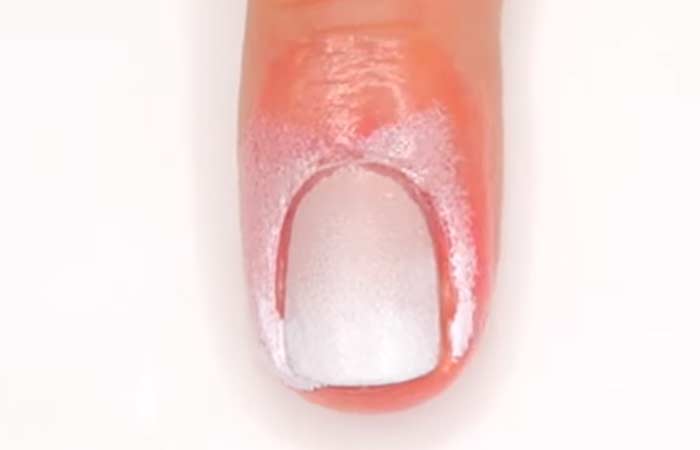 Repeat the steps of applying the polish on the sponge and stamping on nails